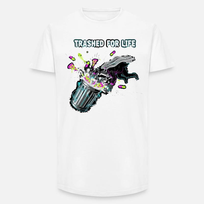 Trashed for Life Waschbär - Long Fit Männer T-Shirt - Weiß