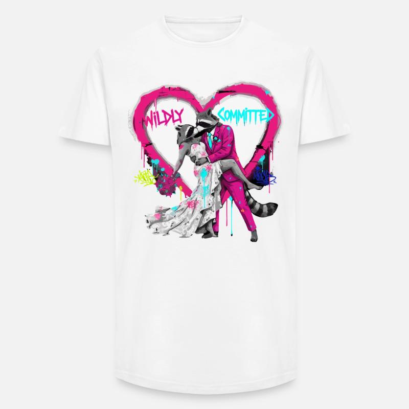 Wildly Committed Waschbär Hochzeit - Long Fit Männer T-Shirt - Weiß