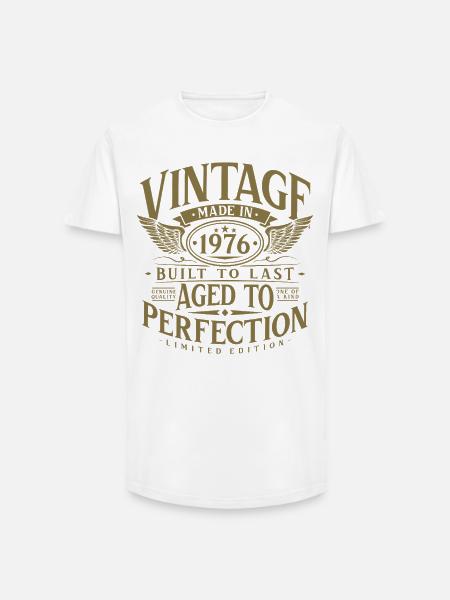 Vintage 1976 Vintage Födelsedag Retro Gåva - T-shirt herr med lång passform - vit