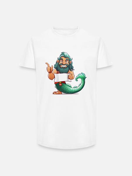 Sea hero with beard and fin - Long Fit Men's T-Shirt - white
