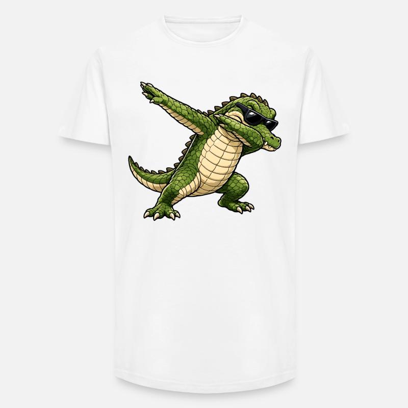 Squapping Crocodile - T-shirt uomo a vestibilità lunga - bianco