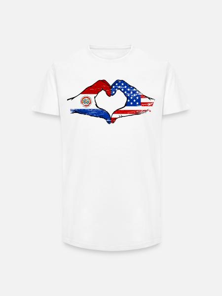 Paraguay USA Flags Heart - Long Fit Men's T-Shirt - white