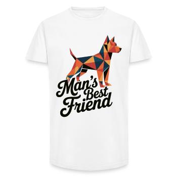 Chemise Homme Meilleur Ami à motif chien low poly - T-shirt coupe longue homme - blanc - Devant - AI Model Male 185 light (185cm)