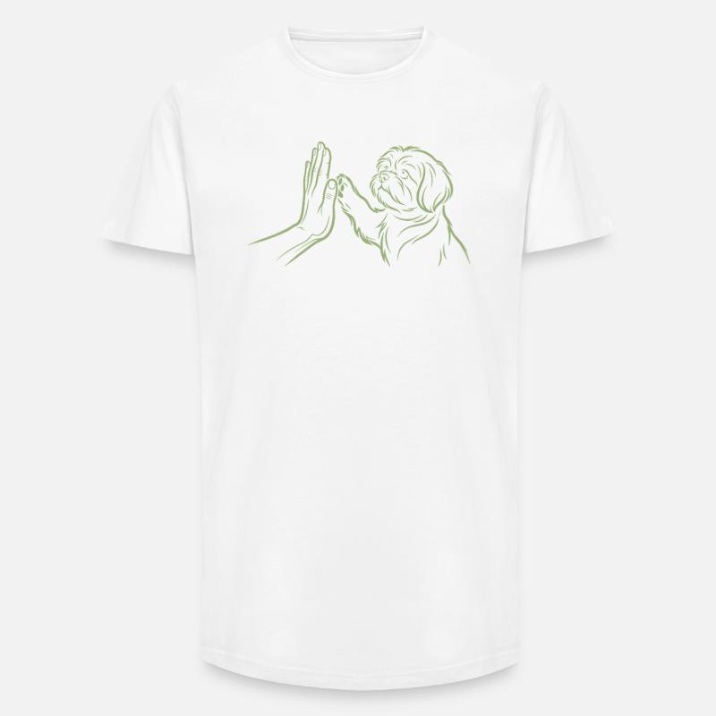 Hundehåndtryk High Five Paw Human Forbindelse - Long fit herre T-shirt - hvid