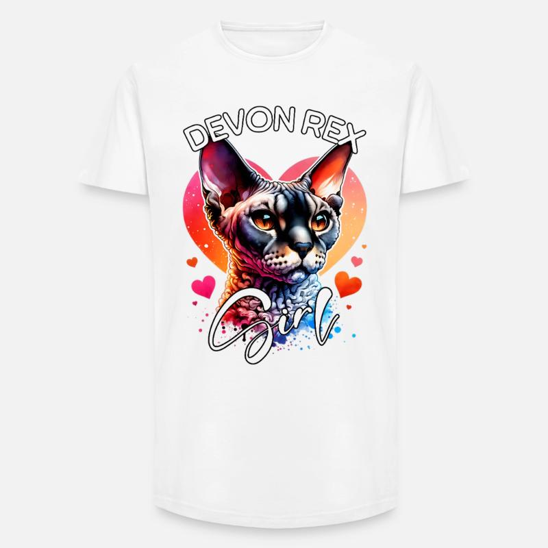 Devon Rex Fille Devon Rex - T-shirt coupe longue homme - blanc