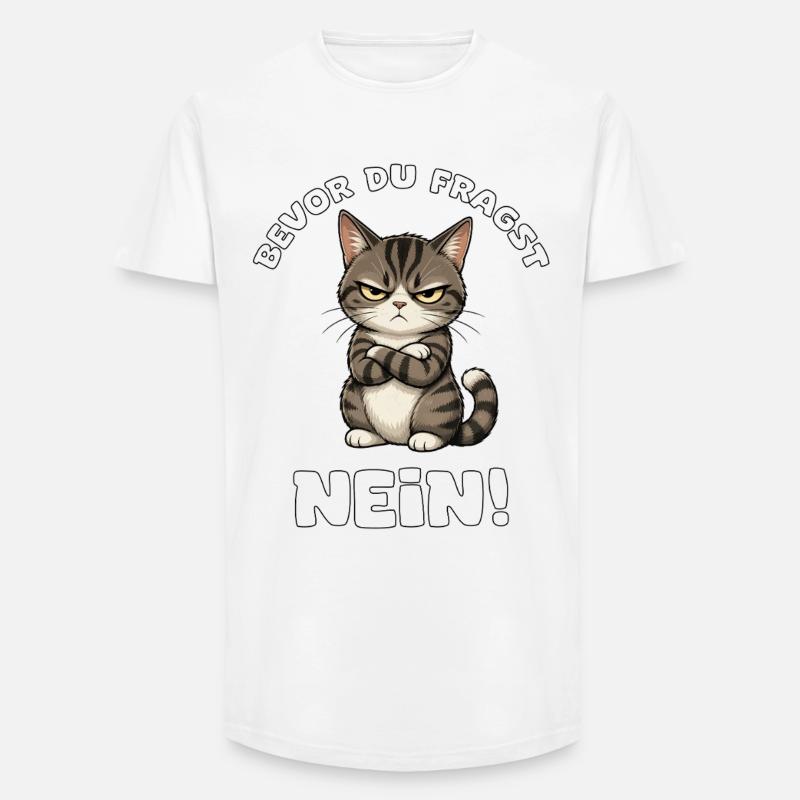 Bevor du fragst Katze - Long Fit Männer T-Shirt - Weiß