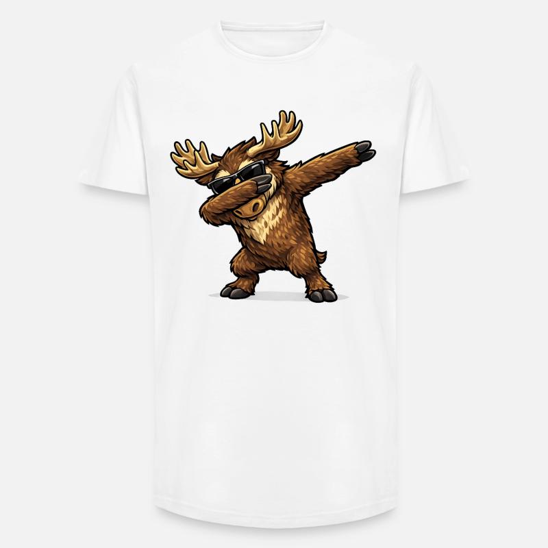 Dabbing Elch - Long Fit Männer T-Shirt - Weiß