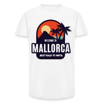 Welcome to Mallorca Party Sunset - Long Fit Männer T-Shirt - Weiß - Vorne - AI Model Male 185 light (185cm)