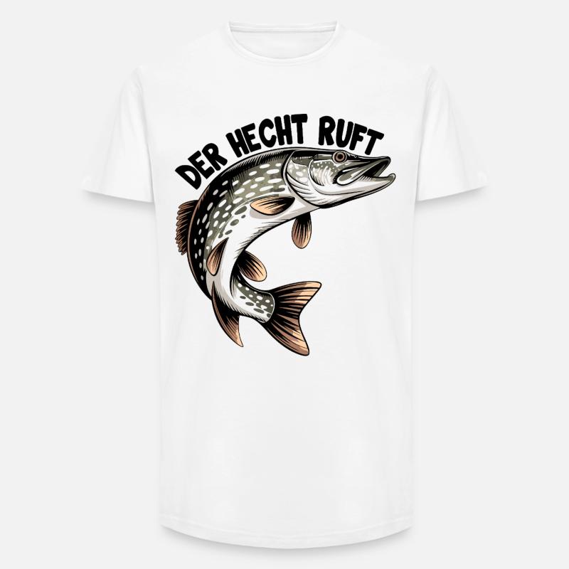 Der Hecht ruft - Long Fit Männer T-Shirt - Weiß
