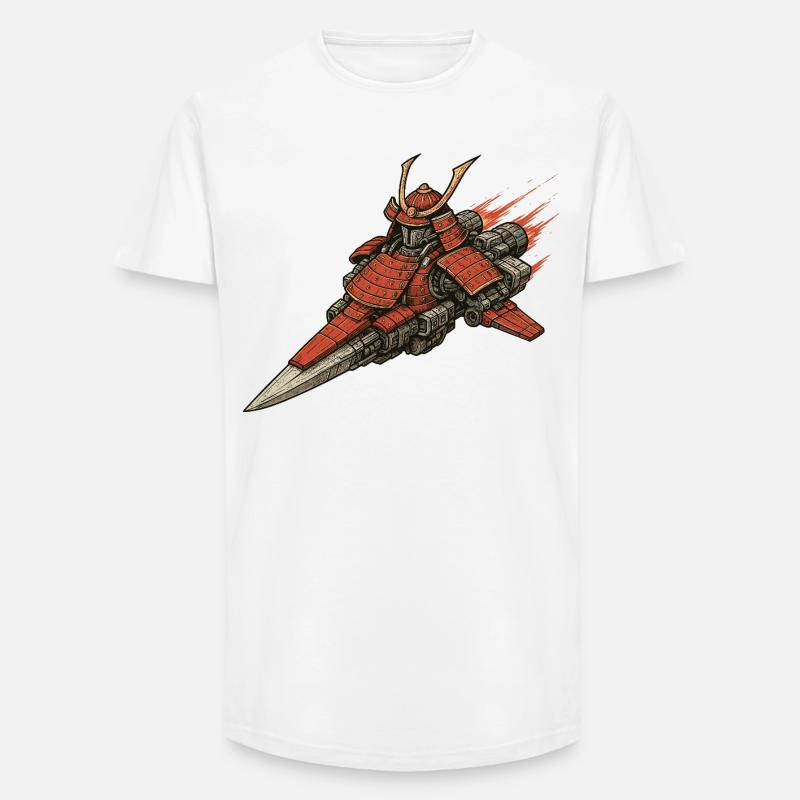 Samurai Raumschiff - Long Fit Männer T-Shirt - Weiß