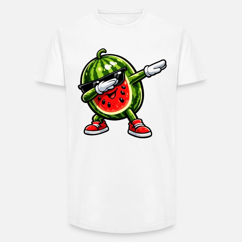 Tamponnement de pastèque - T-shirt coupe longue homme - blanc