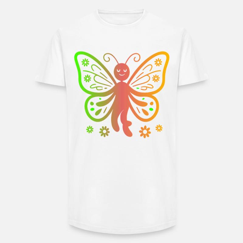 Rainbow Butterfly Magic - Long Fit Men's T-Shirt - white