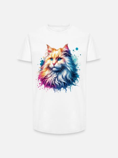 Turkish Angora Cat Motif - Long Fit Men's T-Shirt - white
