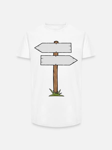 Holzschild Cartoon - Long Fit Männer T-Shirt - Weiß