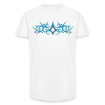 Tribal Tattoo ornament with stars. - Long Fit Men's T-Shirt - white - Front - AI Model Male 185 light (185cm)