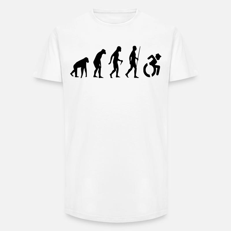 Evolution Rollstuhl. Die Rollstuhl-Evolution * - Long Fit Männer T-Shirt - Weiß