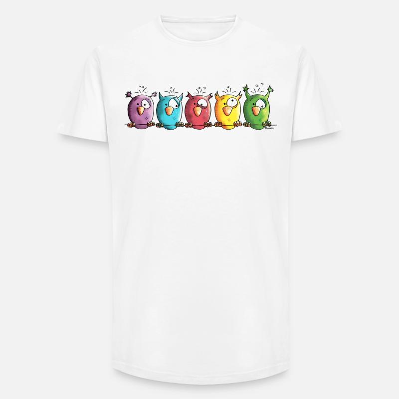 Funny Owls - Eule - Vogel - Long Fit Männer T-Shirt - Weiß