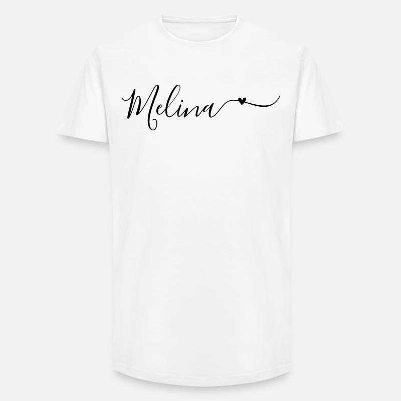 Melina Name First Name Decorative - Long Fit Men's T-Shirt - white