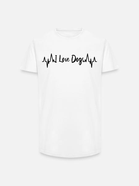 I Love Dogs Heartbeat - Long Fit Men's T-Shirt - white