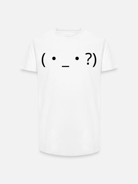 Emote confuse (・_・ ?) Point d’interrogation - T-shirt coupe longue homme - blanc