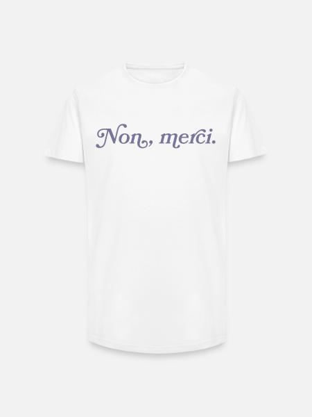 Non, merci – French Minimalism - Long Fit Men's T-Shirt - white