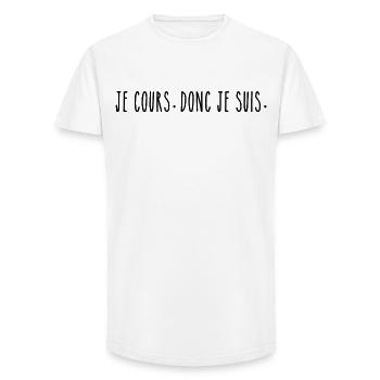 Je Cours Donc Je Suis - Humour Running - T-shirt coupe longue homme - blanc - Devant - AI Model Male 185 light (185cm)