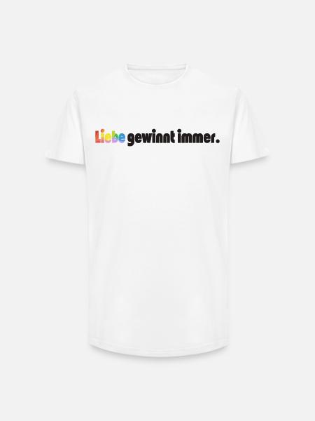 Liebe gewinnt immer Frieden Statement Vielfalt - Long Fit Männer T-Shirt - Weiß