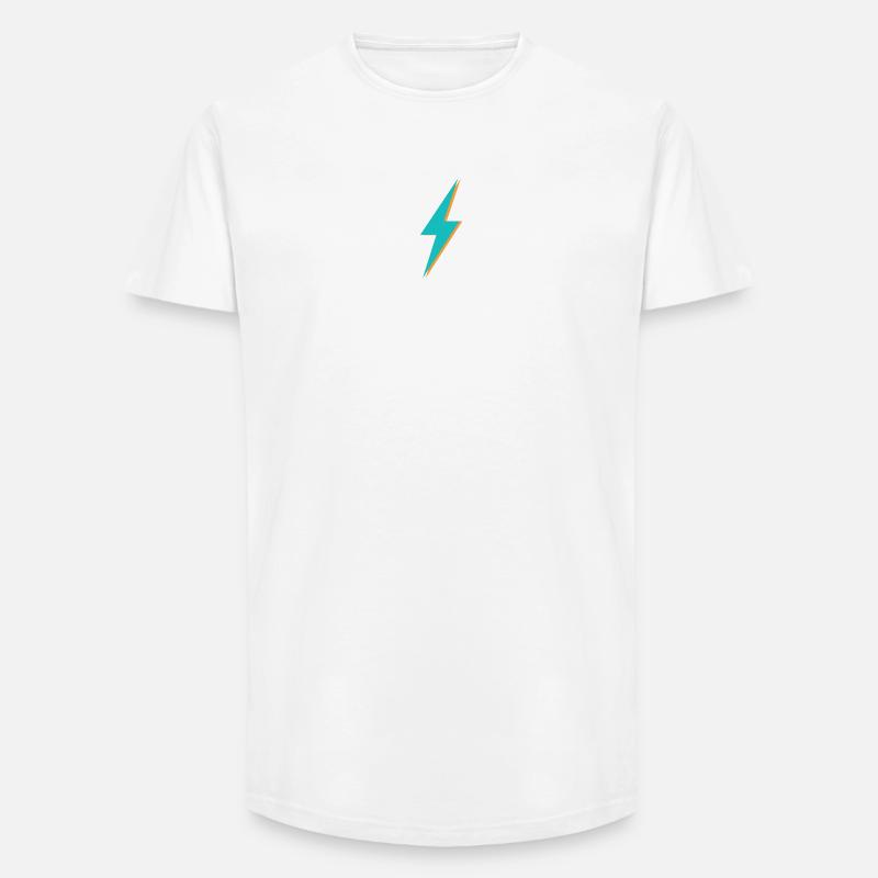 Blauer und orangefarbener Blitz - Long Fit Männer T-Shirt - Weiß