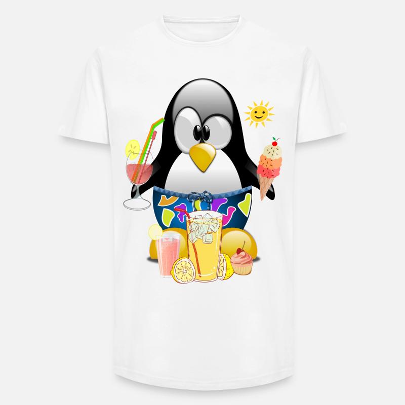 Pinguin, Eiscreme - Long Fit Männer T-Shirt - Weiß
