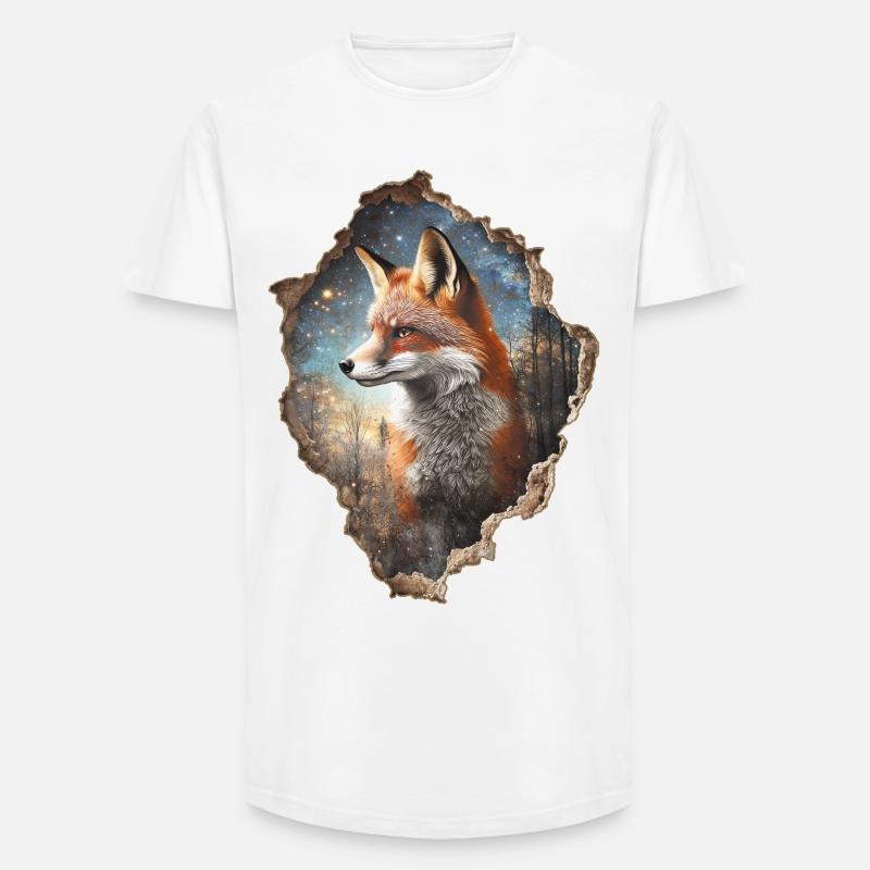 Fuchs - Long Fit Männer T-Shirt - Weiß