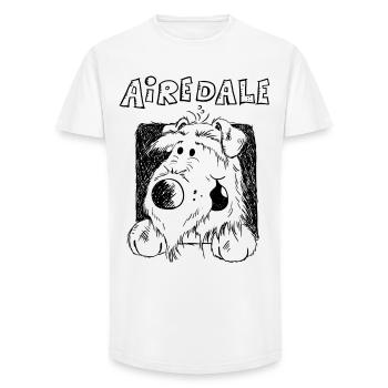 Drôle Airedale Terrier - Chien - Cadeau - T-shirt coupe longue homme - blanc - Devant - AI Model Male 185 light (185cm)