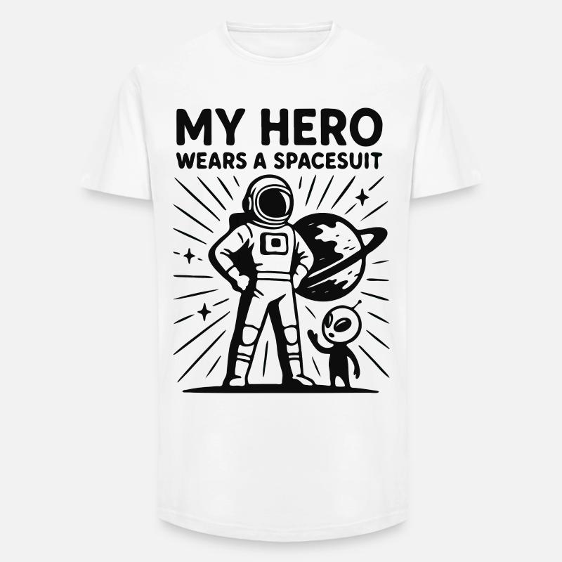 Héros de l’espace en combinaison spatiale - T-shirt coupe longue homme - blanc