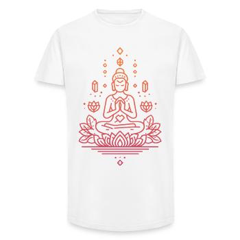 Buddha Meditations-Lotus - Long Fit Männer T-Shirt - Weiß - Vorne - AI Model Male 185 light (185cm)