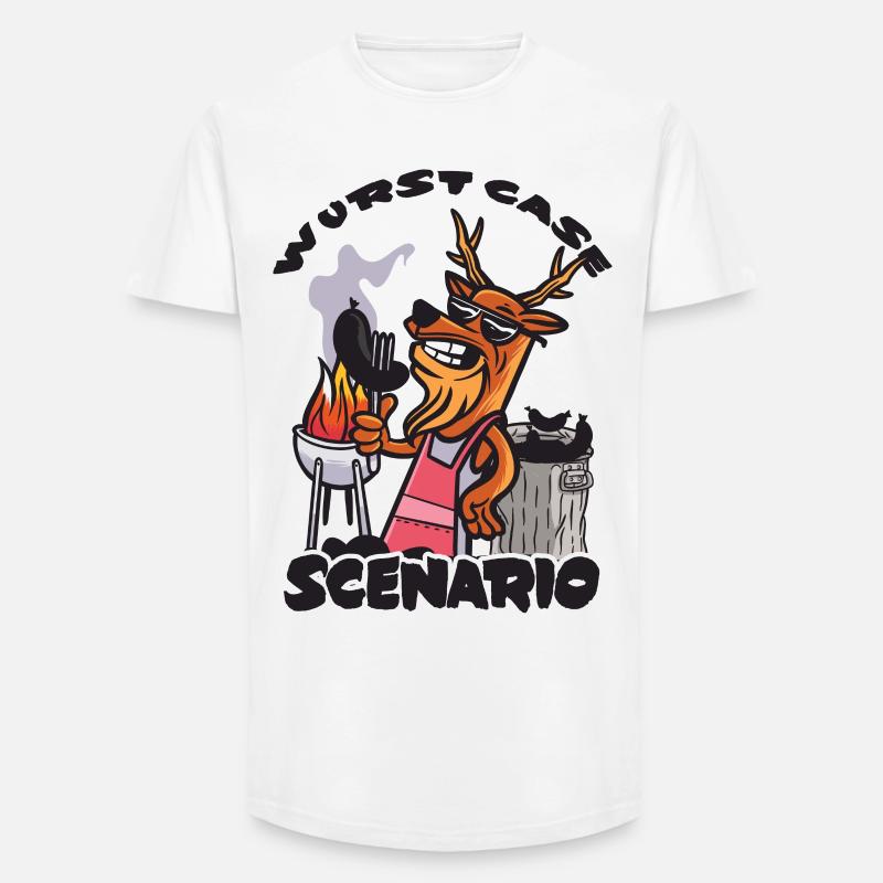 Wurst Case Scenario, Verkohlte Bratwurst - Long Fit Männer T-Shirt - Weiß