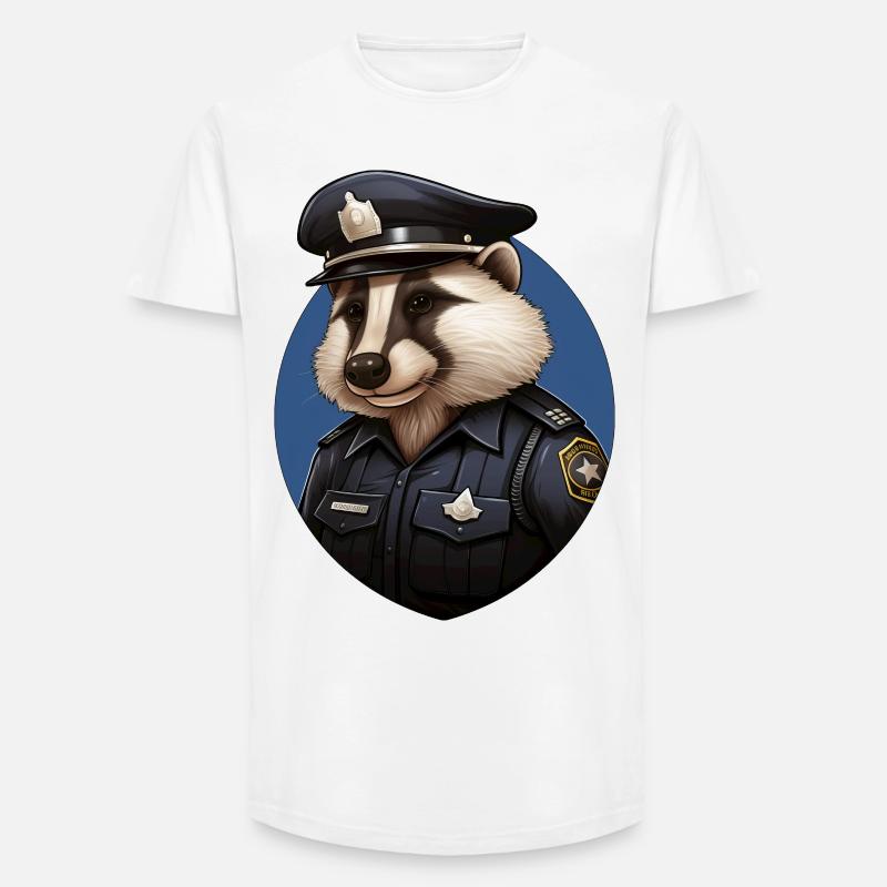 Polizei Dachs - Long Fit Männer T-Shirt - Weiß