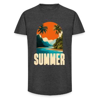 Tropischer Sommerstrand - Long Fit Männer T-Shirt - Anthrazit - Vorne - AI Model Male 185 light (185cm)