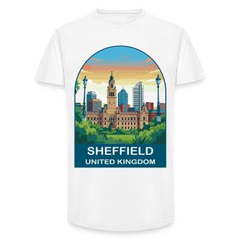Sheffield Skyline UK Steel City Illustration - Long Fit Men's T-Shirt - white - Front - AI Model Male 185 light (185cm)
