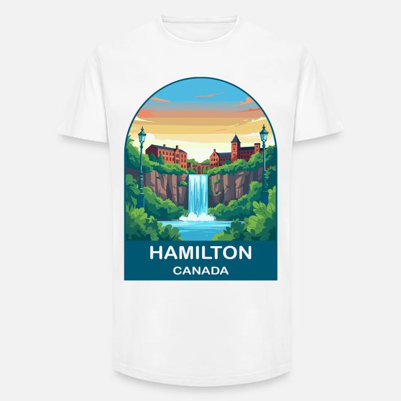 Hamilton Canada Wasserfall City Reiseplakat - Long Fit Männer T-Shirt - Weiß