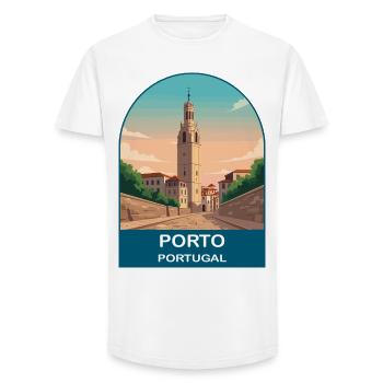 Porto Portugal Vintage Travel Poster Art - Long Fit Men's T-Shirt - white - Front - AI Model Male 185 light (185cm)
