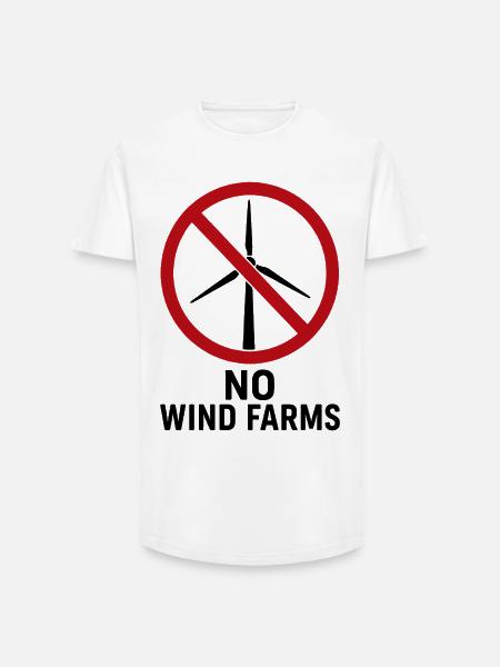 Niente parchi eolici - No alle turbine eoliche - T-shirt uomo a vestibilità lunga - bianco