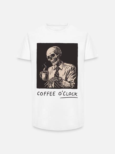 Coffee o'clock - Long Fit Männer T-Shirt - Weiß