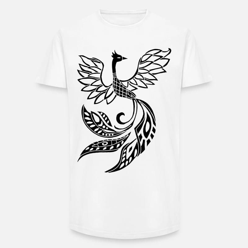 Schwarzer Phönixvogel - Long Fit Männer T-Shirt - Weiß