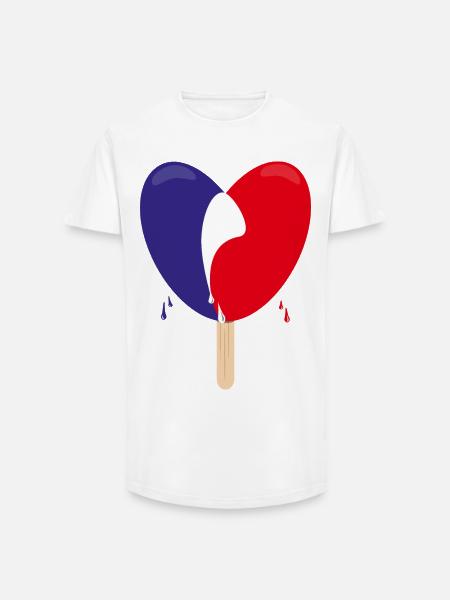 Flagge von Frankreich mit Herz. - Long Fit Männer T-Shirt - Weiß