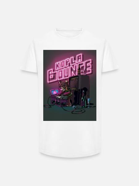 Bear Neon DJ Night - Long Fit Men's T-Shirt - white