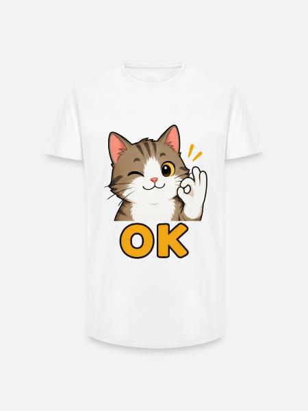Gattino OK – un segno carino di conferma - T-shirt uomo a vestibilità lunga - bianco