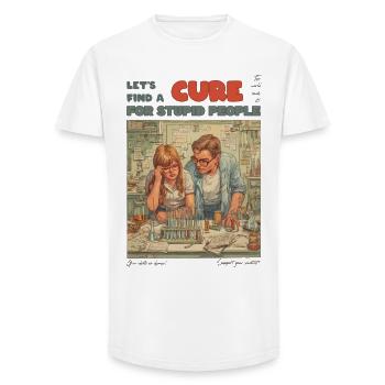 Cure for Stupid People Lab - Long Fit Men's T-Shirt - white - Front - AI Model Male 185 light (185cm)