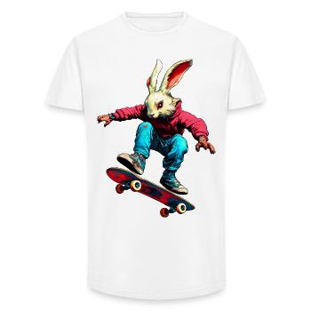 Hase Skateboarder - Long Fit Männer T-Shirt - Weiß - Vorne - AI Model Male 185 light (185cm)