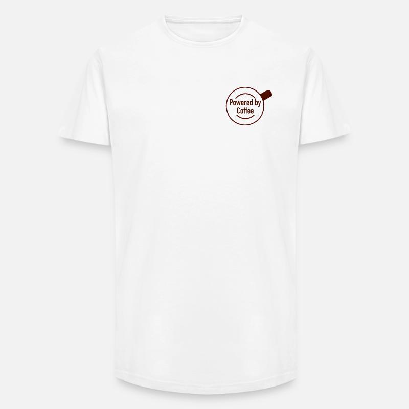 Powered by Coffee  - Long Fit Männer T-Shirt - Weiß