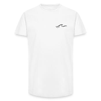 Abstract Geometric Wave Pattern - Long Fit Men's T-Shirt - white - Front - AI Model Male 185 light (185cm)