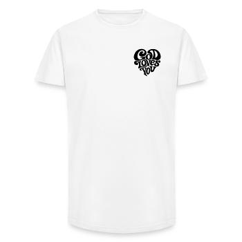 Gott liebt Dich - Long Fit Männer T-Shirt - Weiß - Vorne - AI Model Male 185 light (185cm)